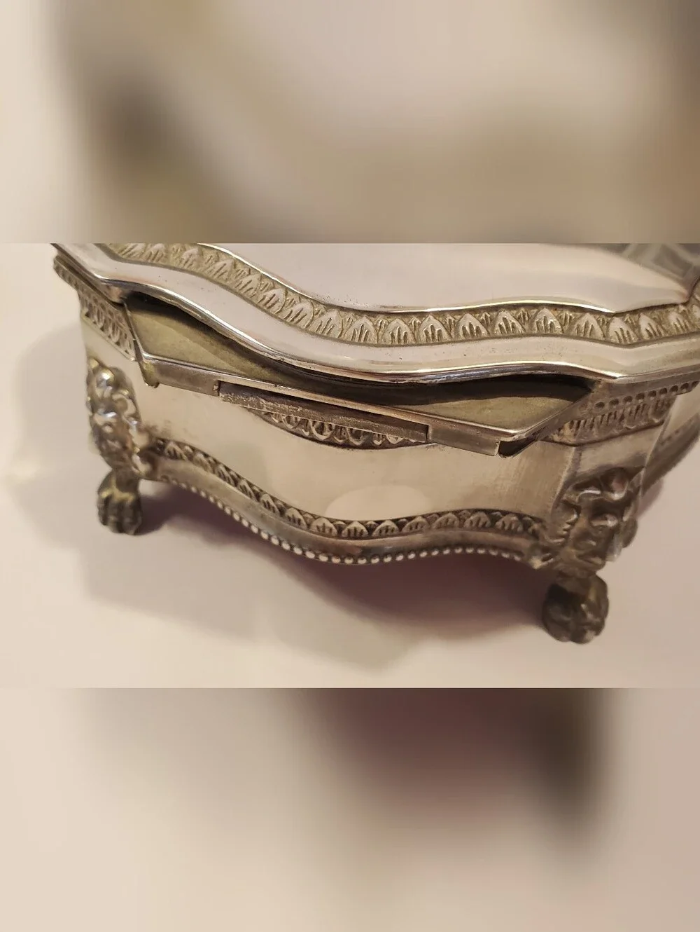 Vintage Silver Claw Foot Jewelry Box